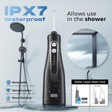 Water Dental Flosser 300ML Portable - 4 Modes Cordless Oral Irrigator - Rechargeable IPX7 Waterproof - Water Dental Piks for Cleaning for Home Travel