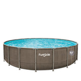 Funsicle Oasis Designer Above Ground Metal Frame Swimming Pool Set – with FB1800S AutoSkimmer Pump, Ladder, Cover, Cloth & Deluxe Maint. Kit, 22' x 52", Round, Double Rattan