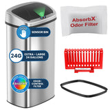 24 Gallon Sensor 2.0 Kitchen Trash Can with Lid, Commercial Grade Automatic Stainless Steel Touchless Recycle Bin