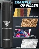 ASBRAVO Punching Bag for Adults, 4ft PU Heavy Boxing Bag Set 12OZ Gloves for MMA Muay Thai Kickboxing Training Home Gym, Martial Art (Unfilled)-Black ASBRAVO