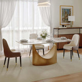 POVISON Hobart 63" Dining Table for 4, Glossy Pandora Sintered Stone Top