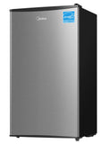 Midea MERM33S1AST Mini Fridge, 3.3 Cu.ft Compact Fridge with Internal Light, Adjustable Thermostat, Reversible Door, Low Noise for Dorm, Office, Bedroom, Stainless Steel