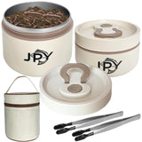 JPY 2 Pack Fishing Bait Container Stainless Steel Fishing Bait Storage Box with Handbag Worm Bait Holder Bait Bucket to Keep Bait Fresh and Alive