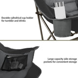 Colegence Oversized Camping Chairs Set of 2, Padded Camping Chair Heavy Duty Lawn Chairs for Adults, XL Foldable Camp Chair for Outdoor Sports, Baseball, Wide Seat Support 450LBS - Black and Grey