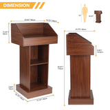 Floor Standing Podium Speaking Lectern Stand, Portable Podium Stand with Storage, Wooden Podium Pulpit for Churches