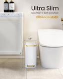Cesun Small Bathroom Trash Can with Lid Soft Close, 5 Liter/1.3 Gallon Stainless Steel Garbage Can with Removable Inner Bucket, Step Pedal