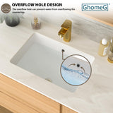 GhomeG Undermount Bathroom Sink Rectangle 21x14 Inch White Rectangular Porcelain Ceramic Vessel Sink with Overflow, Under Counter Lavatory Vanity