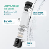 PIURIFY Hydrogen Water Bottle Generator - Up to 4100+ PPB Molecular Hydrogen Infusion - SPE/PEM Technology - Certified H2 Generator - Rechargeable - Extended Warranty - 10 oz (Black)