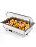 Chafing Dish Electric Buffet Set,9 QT Stainless Steel Food Servers and Warmers with Temperature Control for Wedding and Parties