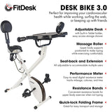 FitDesk Standing Exercise Bike Desk 3.0, Adjustable Height Indoor Cycling Trainer with Laptop Tray, Portable Stationary Fitness Desk for Home Office, Foldable Workstation, Supports 300 lbs