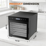 OLIXIS Food Dehydrator Machine, 500W Jerky Dehydrators with 8 Stainless Steel Large Trays, 185°F Temperature Control & 24H Timer Food Dryer for Fruit Meat Herb Dog Treats, Black
