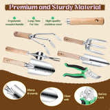 Gardening Tools Set 9-Piece Heavy-Duty Gardening Hand Tools with Floral Tote Bag and Repotting Mat