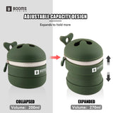 Booms Fishing Portable Trash Pouch: Silicone Expandable & Collapsible Fishing Line Waste Cantainer - Eco-Friendly Reusable Garbage Holder for Fishing, Hiking, Camping & Outdoor Activities - ST2 Green