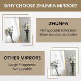 ZHUNFA Arched Full Length Floor Mirror, Oval Full Floor Mirror, Large Wall Mounted Arched-Top Body for Living Room, Bedroom, Bathroom, Entryway, Dressing Room (Gold, 64 * 21)