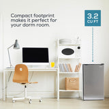 Igloo 3.2 Cu.Ft. Mini Fridge with Freezer - Single Door Compact Refrigerator with Glass Shelves for Homes, Dorms & Offices- Keep Snacks, Drinks & Frozen Foods Cool with Temperature Control Mini Fridge