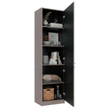 Tuhome Home 71" Tall Standard Bookcase with 5 Open Storage Shelves, 2 Doors, Closed Back, Freestanding Living Room, Office or Bedroom Storage (Model M5), Silver Oak/Wenge