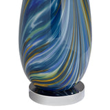 Possini Euro Design Pablo 27" Tall Modern Coastal Table Lamps Set of 2 Blue Art Glass White Shade Living Room Bedroom Bedside Nightstand House Office Home Kitchen Entryway Console (Colors May Vary)
