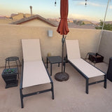 PURPLE LEAF Chaise Lounge Outdoor Set of 2 with Wheels, Aluminum, Beige