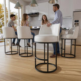 Ollega 26" White Counter Height Bar Stools Set of 4, Anti-Pinch Swivel
