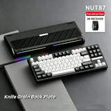 ZMX NUT87 Aluminum Custom Mechanical Keyboard,Hot-Swap Gasket Structure,Triple Mode 2.4G/Bt5.0/Wired,TKL 80% RGB Backlit 10000mAh Mechanical Keyboard for Game&Office,Black-Knife