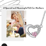 Oseew Personalized Heart Birthstone Necklace for Women 10K 14K 18K Solid Gold Engraved Name Birthstone Necklace Birthday Christmas Mother's Day Jewelry Gifts for Her