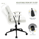 422 Modern Linen Office Chair with Removable Padded Armrests, Premium Double Cushion