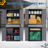 Fesbos 71" Metal Cabinet-Black&Gray Heavy Duty Storage File Cabinet Steel Tool Cabinets with Shelves