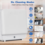 Countertop Dishwasher, Portable Mini Compact Dishwasher with Faucet & Manual 5L Water Tank and 6 Wash Programs, Perfect for Small Spaces Like Apartment, Dorm, Boat, Camper/RV