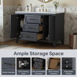 DELUXE LIVING 48 Inch Bathroom Vanity with Sink, Fully Assembled, Gray