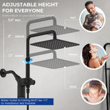 Ryamen Upgraded Dual Shower Heads Combo, 10 inch Filtered Shower Head with Handheld, 3-Way Rain Shower Head with Filters, 7 Settings Handheld Spray, High Pressure, Height Adjustable (Black)