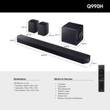 Samsung Q-Series Soundbar (HW-Q990H, 2026 Model), 11.1.4ch, Subwoofer + Rear Speaker
