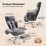 Cross Legged Office Chair with Footrest, Big and Tall Comfy Ergonomic Reclining Executive Chair Wide Seat with Flip-Down Armrests