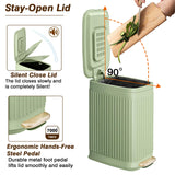 Slim Trash Can for Bathroom with Air Freshener Soft Close Lid, 6 Liter/ 1.6 Gallon Stainless Steel Garbage Can with Removable Inner Bucket  (GREEN)