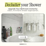 Shampoo and Conditioner Dispenser Wall Mounted Set of 2 Clear - No Drill Shower Soap Dispenser for Bathroom Refillable - Spa Hotel Style Accessories by MaisoNovo