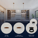 LUXRITE 4-Inch LED Trimless Recessed Spotlight with Black Reflector Trim Replacement 25W, 2000LM, 2700K-5000K, 38° Beam Angle, Dimmable, Push-n-Lock, CRI90, Damp & IC Rated, ETL White + Black (4 Pack)