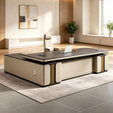L Shaped Office Workstation with Power Outlet, Storage and CPU Cabinet