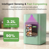 Growell Electric Composter for Kitchen, 3.2L Smart Odorless Compost Bin, Low Noise & Odorless, Indoor Countertop Food Waste Composter with LED Display, One-Touch Operation, Auto-Cleaning, EC04 (Green)
