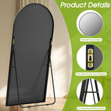 NBGV 76"x34" Floor Mirror Full Length, Arched Full Length Mirror with Stand, Large Full Body Mirrors for Bedroom Living Room or Cloakroom Black