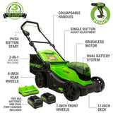 Greenworks 48V (2 x 24V) 17" Brushless Cordless Lawn Mower + 24V Drill / Driver, (2) 4.0Ah USB Batteries (USB Hub)