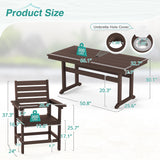 Homenjoy 7 Piece Patio Dining Set, 66" Rectangle HDPS Weather Resistant Outdoor Table & 6 Patio Chairs Set with 1.96" Umbrella Hole, Heavy Duty Chairs for Backyard Deck, Dark Brown