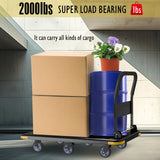Heavy-Duty Foldable Platform Cart with 6 Wheels & 2000LB Capacity - 360° Swivel & Fixed Casters, Collapsible Push Cart Dolly