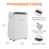 Amazon Basics 3-In-1 Portable Air Conditioner with Remote, Timer, Sleep Mode, Auto Swing, Dehumidifier, 10000 BTU (ASHRAE)/6000 BTU (SACC), Cools Bedroom Up to 450 Sqf, White