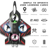 RGIMF Foam Remote Control Airplanes, RC Planes with Light, RC Airplane Fighter Jet, 360° Flip, Stunt Roll, Drones for Men, Remote Control Plane (Red)