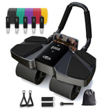 Ab Roller Home Gym Equipment – 4 Wheels Ab Wheel Muscle Roller with LCD Screen, 5Pcs Resistance Bands, Ankle Straps, Door Anchor, Handles