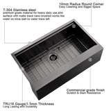 33 Inch Black Farmhouse Kitchen Sink - VOKIM 33x22 inch Flat Apron Front Farmhouse sink Workstation 16 Gauge Stainless Steel Single Bowl Farm Kitchen Sink