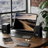 IBALL·BOX H1 Computer Speakers for Desktop PC, Monitor & Laptop, 60W Powered 2.0 Stereo with Bluetooth, 24-Bit USB-C DAC, Optical, 3.5mm AUX, Bass/Treble Control, Black