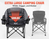 Pcuauld Camping Chairs for Adults 2 Pack Heavy Duty Padded Folding XL Camp Chair with Cup Holder, Supports 500lbs, Oversized Large Outdoor Widen Comfy Lawn Chairs for Tailgating Sports Beach