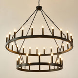 HHR 48 Inch 2 Tier Wagon Wheel Chandelier, 36-Light Extra Large Black Round Chandelier, Rustic Farmhouse Light Fixture for High Ceilings, Dining Room Living Room Foyer Entryway