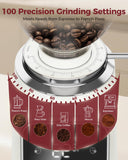 Tuni G3 64mm Flat Burr Coffee Grinder, 100 Grind Settings Electric Espresso Grinder with Single Dose Set | Commercial Grade Precision, Touchscreen | Anti-Static Tech | Stainless Steel (Ivory)