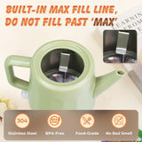 LONGSEED Ceramic Electric Kettle 1.2L, Automatic Shut Off Tea Kettle & Hot Water Boiler Pot For Coffee & Tea, Prevent Boil Dry, 1000W, Seed-green